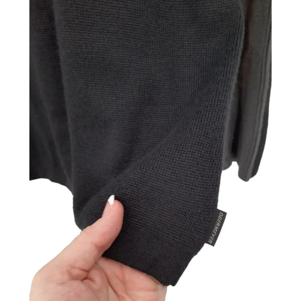 VTG 90s Obermeyer Black Gray Mesa Wool Acrylic Quarter Zip Ski Pullover Sweater_3